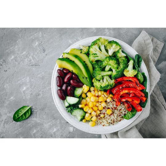 Healthy Buddha Bowl Salad With Grilled Vegetables.