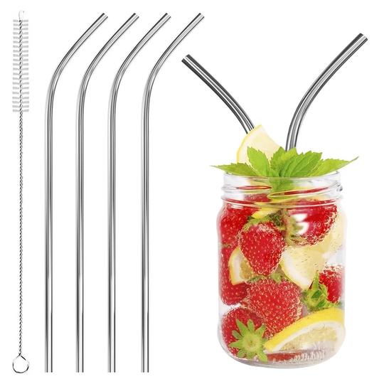 Stainless Steel Drinking Straw Set with Cleaning Brush