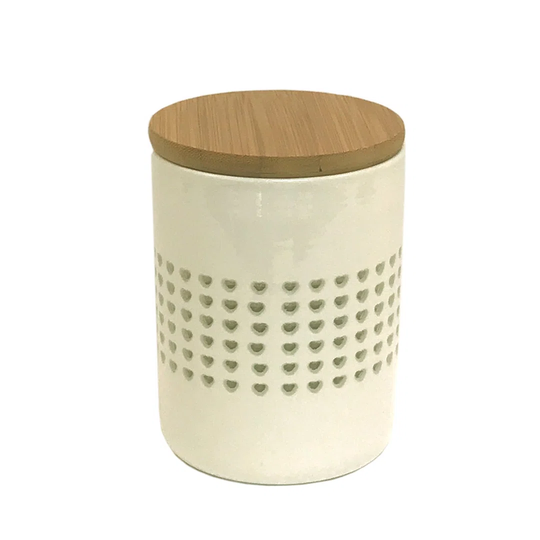 Heart Cut Out Storage Canister With Wood Lid Kitchen Canister & Storage Jars