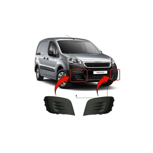 Peugeot Partner 2015- Front Bumper Fog Grille Without Fog Hole Pair Set Lh Rh