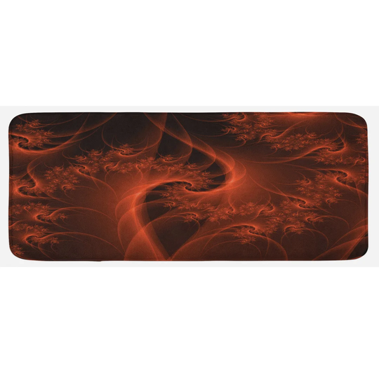 Crotty Burnt Orange Kitchen Mat Digital Swirls Floral