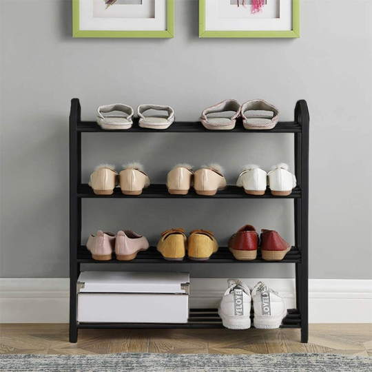 (4-Tier) Shoe Storage Rack Cabinet Black Organizer