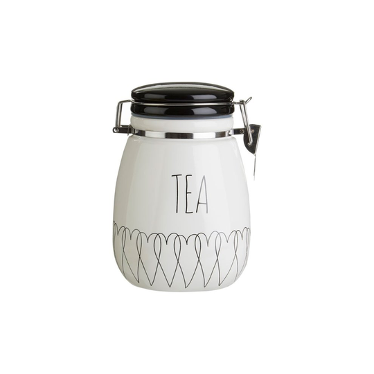 Heartlines Tea Canister, Dolomite - White