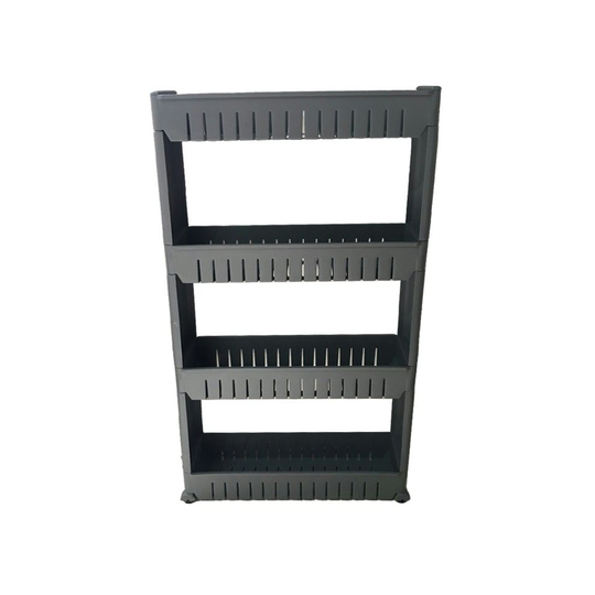 (4 Tiers, Grey) Slide Out Storage Tower Folding 3/4 Tier Rolling Castor Kitchen Trolley Rack UK