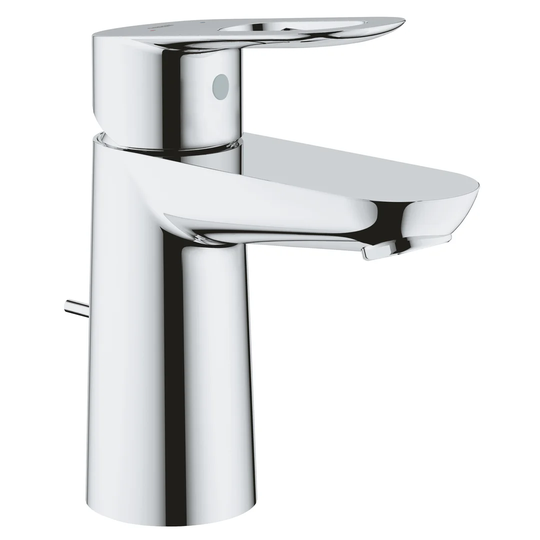 GROHE BauLoop single-lever basin mixer for single hole installation. A water-saving bathroom tap pop-up waste set, chrome finish 23335000