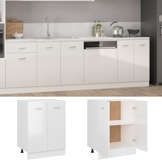 vidaXL Kitchen Cabinet High Gloss White Chipboard Storage Cupboard Sideboard