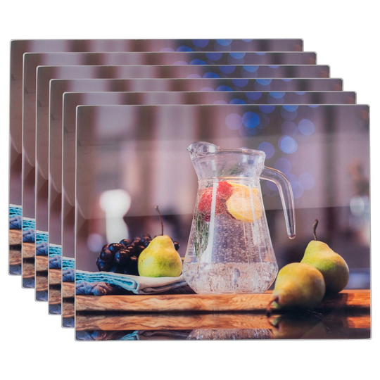 Glass Worktop Saver Non-Slip Kitchen Chopping Board - Water Jug - 500 x 400mm x6
