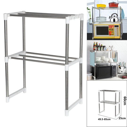 2 Tiers Kitchen Oven Rack Holder Organiser Metal Shelf Stand
