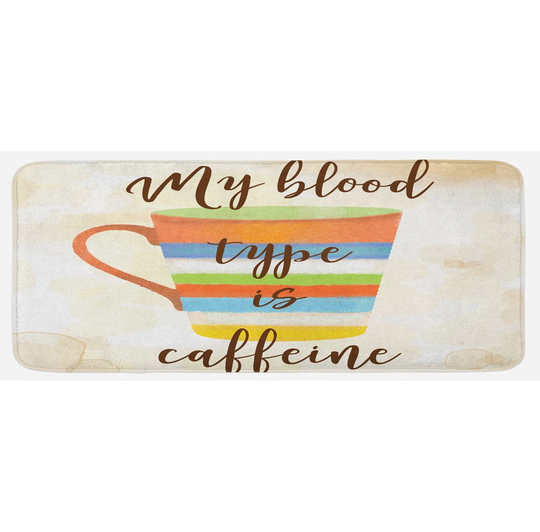 Coffee Kitchen Mat Caffeine Words Retro Mug
