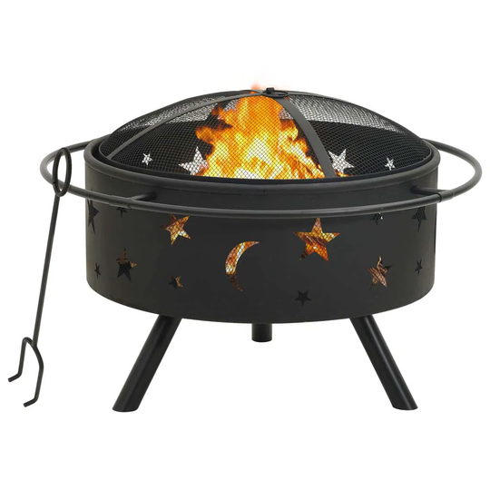 Ludgera 53Cm H x 76Cm W Steel Wood Burning Outdoor Fire Pit with Lid