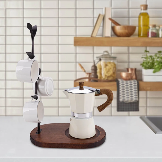 Coffee Saucer Rack, Mug Rack Holder, Mug Tree For Counter, Coffee Mug & Tea Cup Storage Shelf Worktop, Coffee Bar Accessories & Kitchen Organizer (Bla