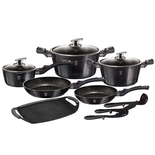 12 Pcs Cookware Set With Grill Carbon Pro