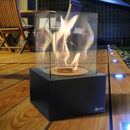Tabletop Ethanol Fireplace Tango2 Black with Glazing