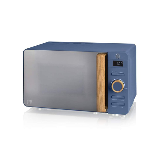 (Blue) Swan 20L Nordic Digital LED Microwave Countertop 800W Freestanding Matt F Soft Touch