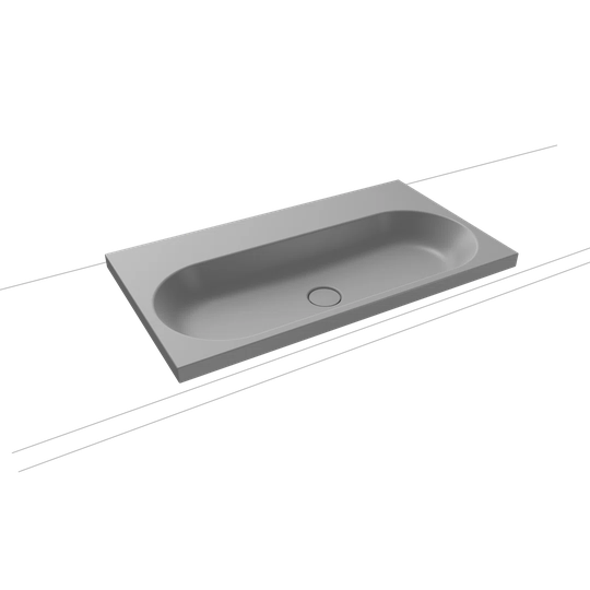 Cold Grey Steel Enamel Rectangular Bathroom Sink