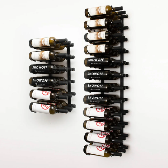 54 Bottle Wall Mounted Wine Bottle Rack in Matte Black/Brushed Nickel