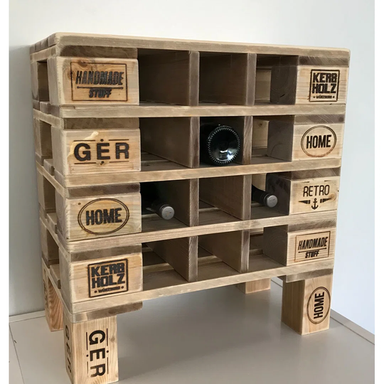Miriam 12 Bottle Solid Wood Floor Wine Bottle & Glass Rack in Wood