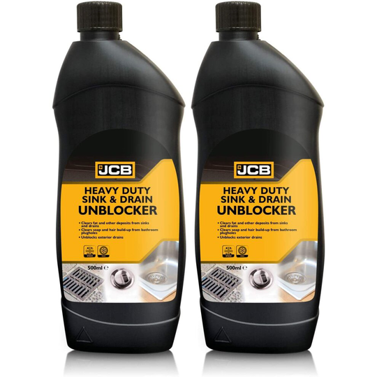 JCB Garden Heavy Duty Sink and Drain Unblocker Instant Power 2 x 500ml