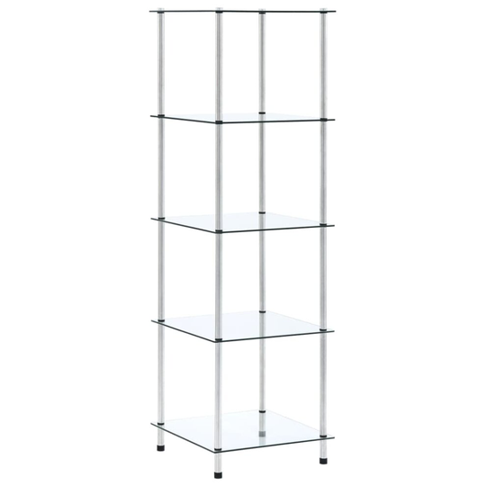 vidaXL 5-Tier Shelf Transparent Tempered Glass Kitchen Worktop Organiser Rack