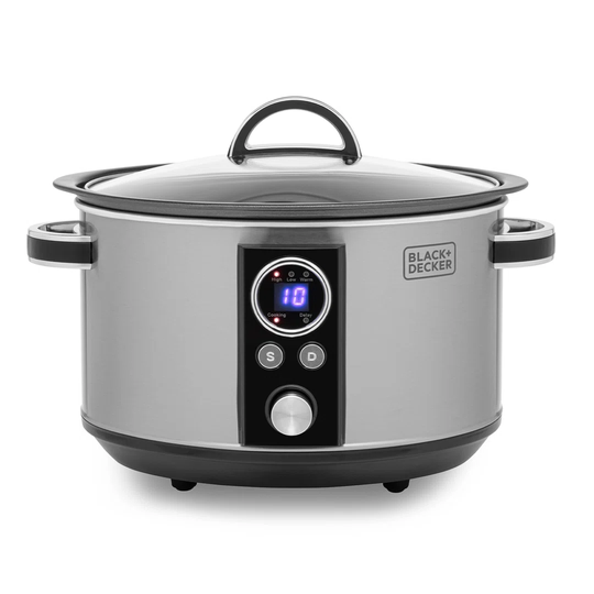 Black & Decker BXSC16045GB 6.5L Digital Sear & Stew Slow Cooker, Stainless Steel & Black