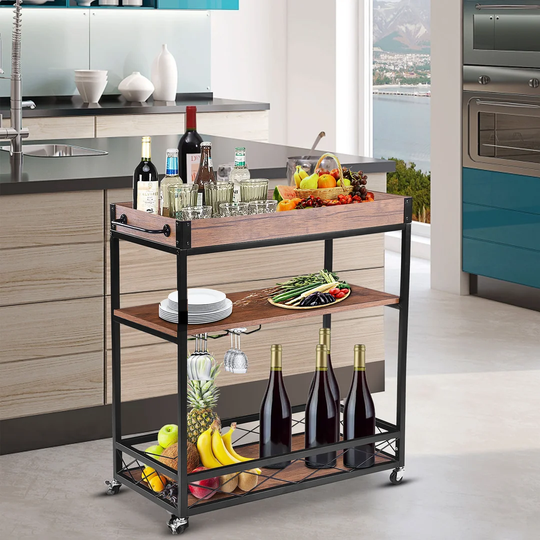 Lerner 31.5 Cm Iron Kitchen Island with Locking Wheels