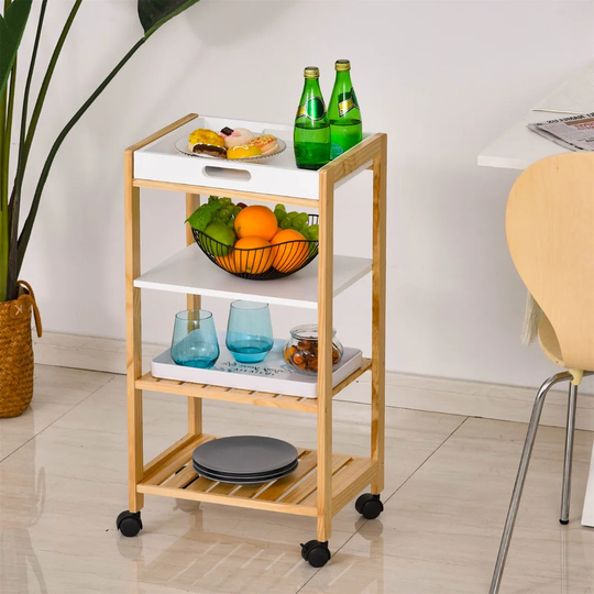 Floridor 40 Cm' Solid wood Kitchen Trolley Kitchen Island with Locking Wheels