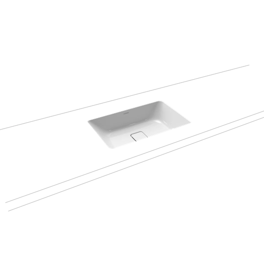 Beige Steel Enamel Rectangular Under Counter Bathroom Sink