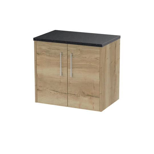 60.5Cm Wall Mounted Single Bathroom Vanity Base Only in Autumn Oak