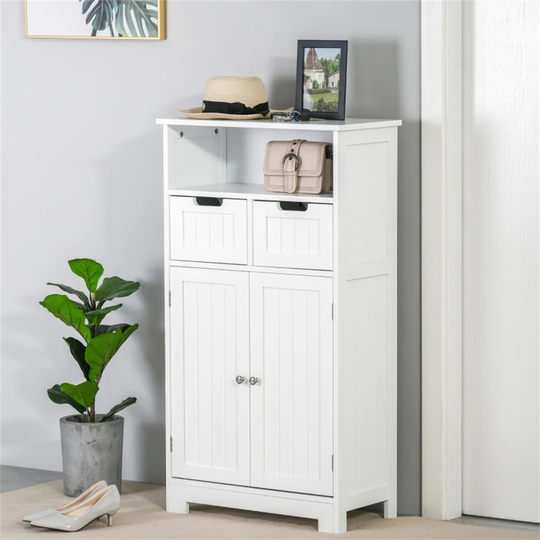 Bathroom Storage Cabinet Freestanding Cupboard With Open Shelf And Drawers