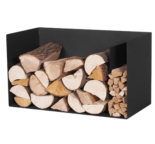 Wooden Storage With Two Compartments In Black Steel 70X35x40 Cm