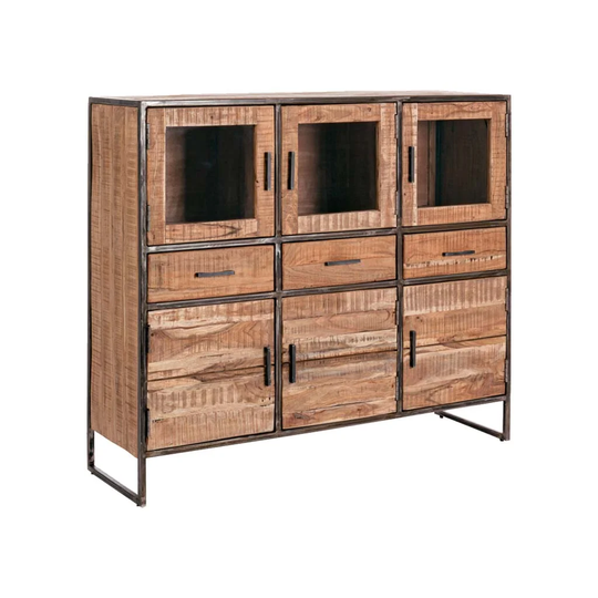 Pei 135 Cm Wide 3 Drawer Acacia Solid Wood Highboard