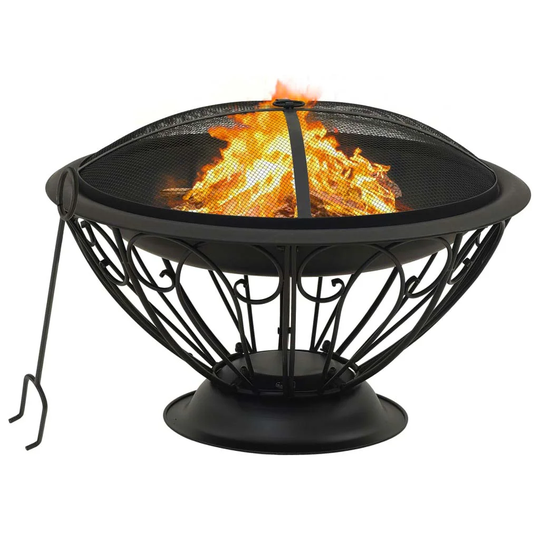 Herblay 51Cm H x 75Cm W Steel Wood Burning Outdoor Fire Pit with Lid