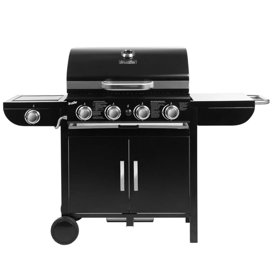 Bruzzzler 4 - Burner Portable Natural Gas Grill with Side Burner