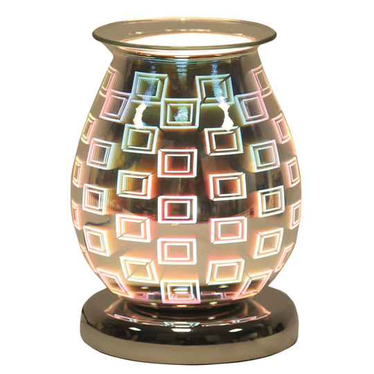 (Squares - Oval) Oval 3D Waves Lights Scented Aroma Wax Burner Electric Touch Lamp