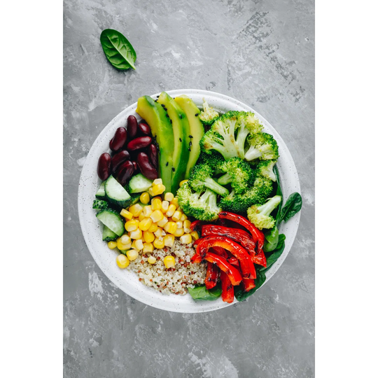 Healthy Buddha Bowl Salad with Grilled Vegetables - Wrapped Canvas Photograph