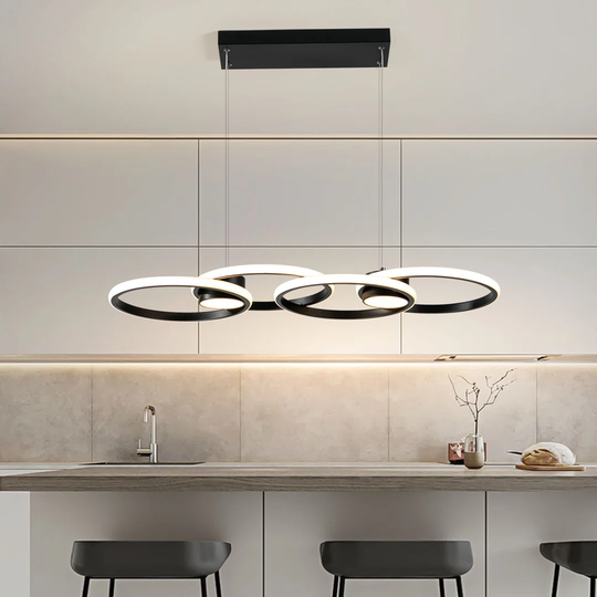 4-Light Kitchen Island Geometric LED Pendant