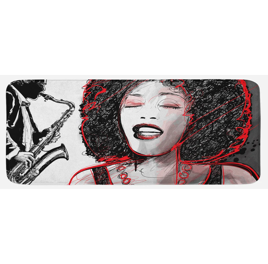 Flournoy African Afro American Girl Sings Kitchen Mat