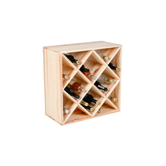 Charmayne 12 Bottle Solid Wood Tabletop Wine Bottle Rack in Beige