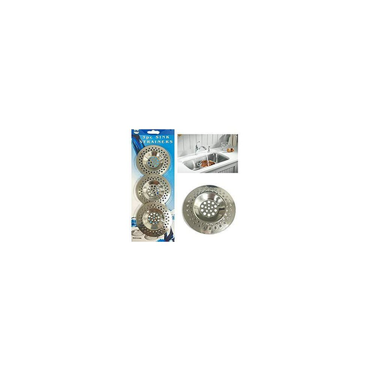 KAV 3 x Sink Strainer Bath Basin Plughole Filter Kitchen Metal Strainers