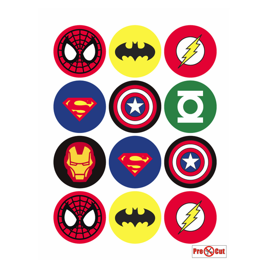 35pc Superhero Cake Topping Set | Pre-Cut Superhero Cupcake Toppers