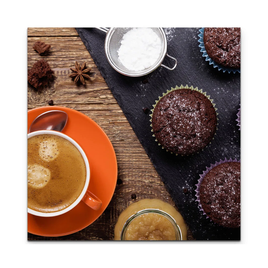 Coffee Cup and Chocolate Muffins Print on Canvas