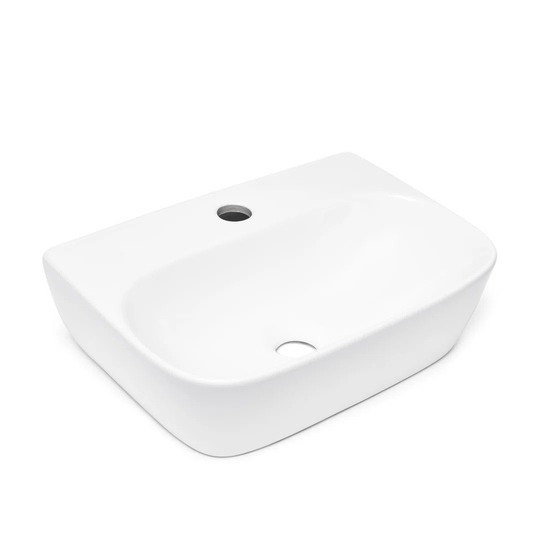Schueler White Ceramic U-Shaped Wall Mount Bathroom Sink with Overflow