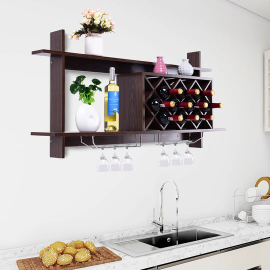 Emma-Kathryn Wall Mounted Winne Bottle & Glass Rack
