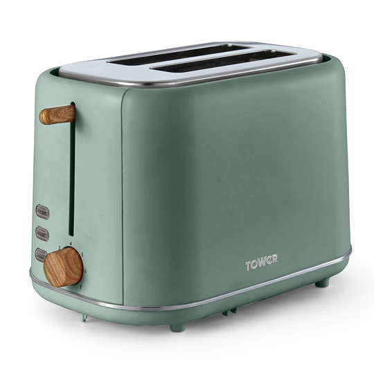 Tower T20027JDE Scandi 2 Slice Toaster With Adjustable Browning Control, Centring Function, 800W, Jade