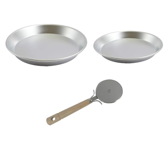 SET PIZZA PANS+ PIZZA CUTTER WHEEL