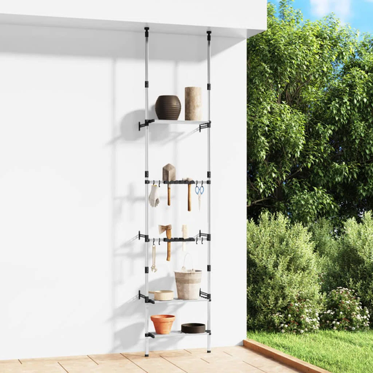 Rebrilliant Telescopic Garden Rack With 3 Shelves Silver Aluminium