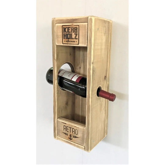 Adelheit Solid Wood Wall Mounted Wine Bottle & Glass Rack in Wood