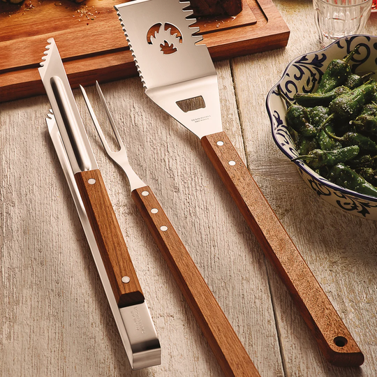Tramontina Wooden Handle 3 Pcs. Barbeque Tools Set