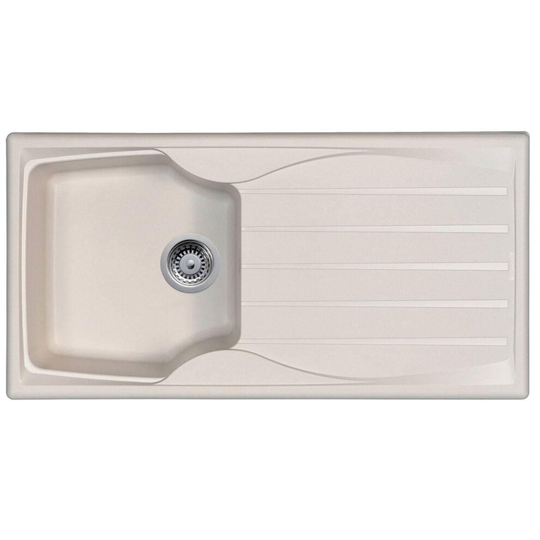Astracast Sierra 1.0 Bowl Reversible Cream Kitchen Sink With Basket Waste Kit