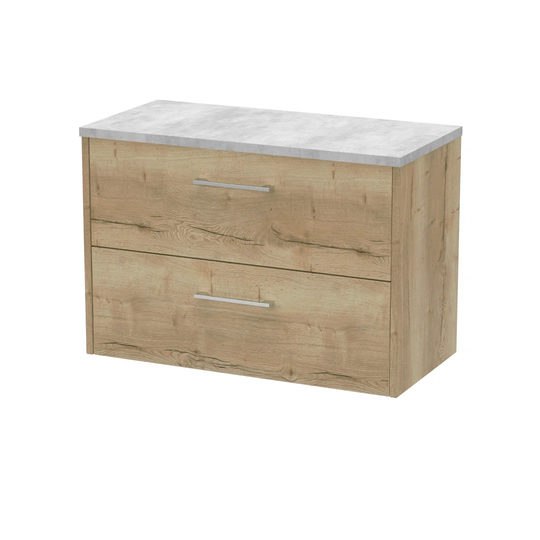 80.5Cm Wall Mounted Single Bathroom Vanity Base Only in Autumn Oak/White